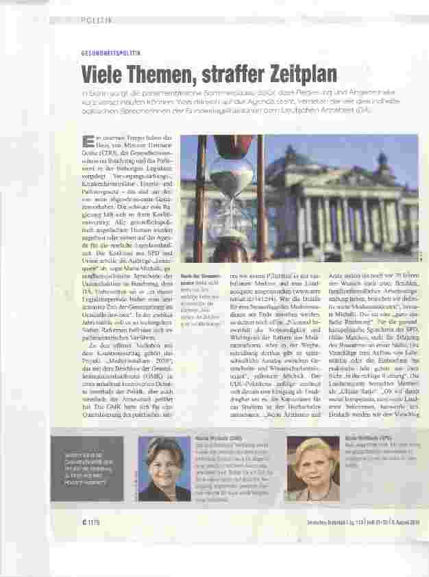 Vorschauseite 1: Viele Themen, straffer Zeitplan