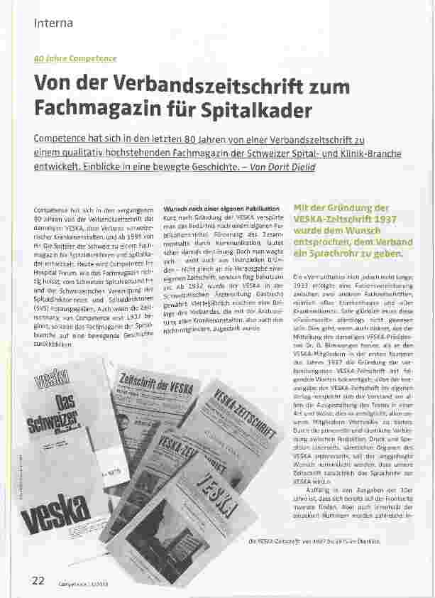Vorschauseite 1: Von der Verbandszeitschrift zum Fachmagazin für Spitalkader