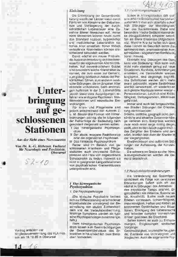 Vorschauseite 1: Unterbringung auf geschlossenen Stationen Aus der Sicht eines Nervenarztes