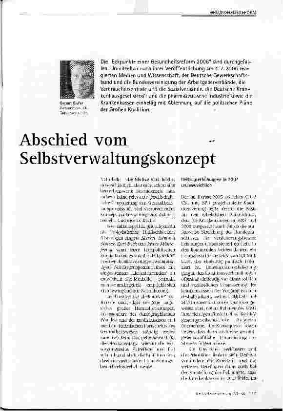 Vorschauseite 1: Abschied vom Selbstverwaltungskonzept