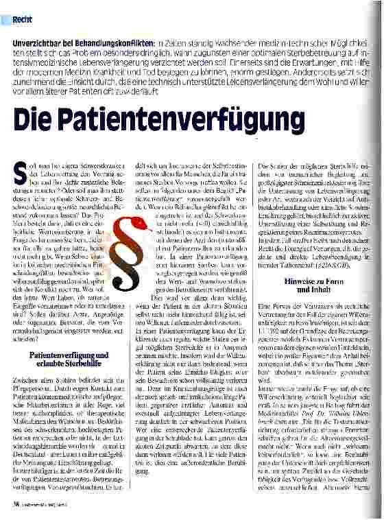 Vorschauseite 1: Die Patientenverfügung