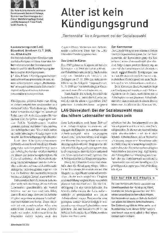 Vorschauseite 1: Alter ist kein Kündigungsgrund
