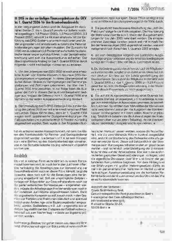 Vorschauseite 5: Gesundheitsreform: Einstieg in die kleine Prämie?