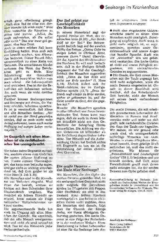 Vorschauseite 3: Alter - ein vergessenes Stück Seelsorgetheologie