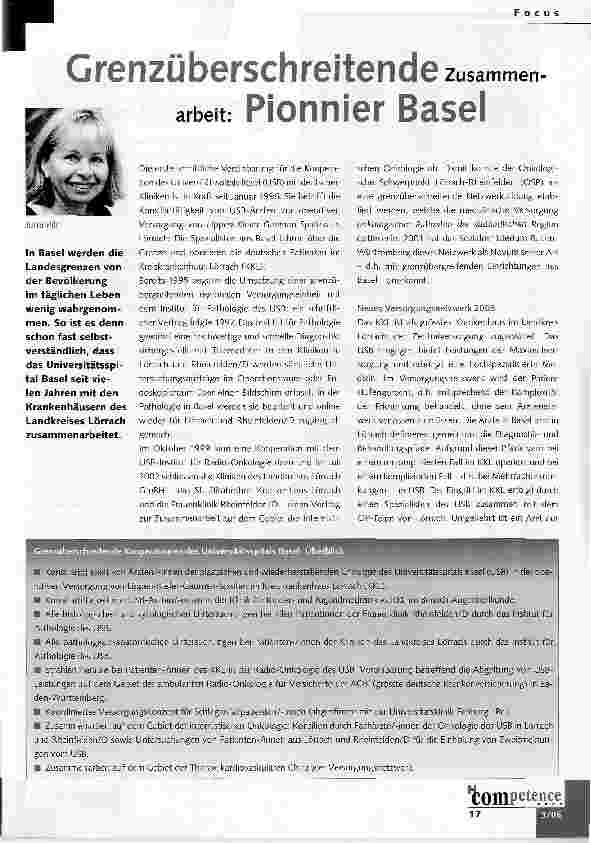 Vorschauseite 1: Grenzüberschreitende Zusammenarbeit: Pionnier Basel