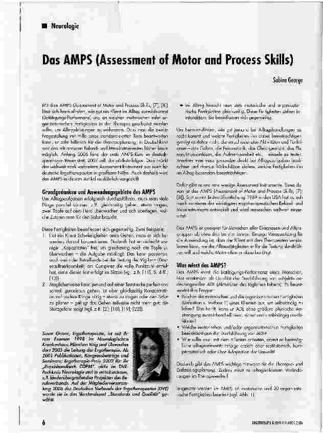 Vorschauseite 1: Das AMPS (Assessment of Motor and Process Skills)