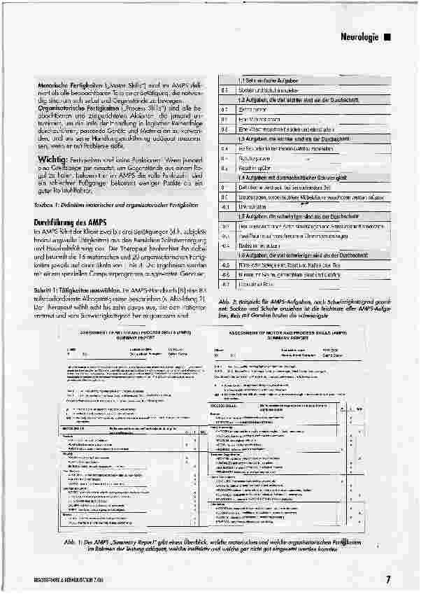 Vorschauseite 2: Das AMPS (Assessment of Motor and Process Skills)