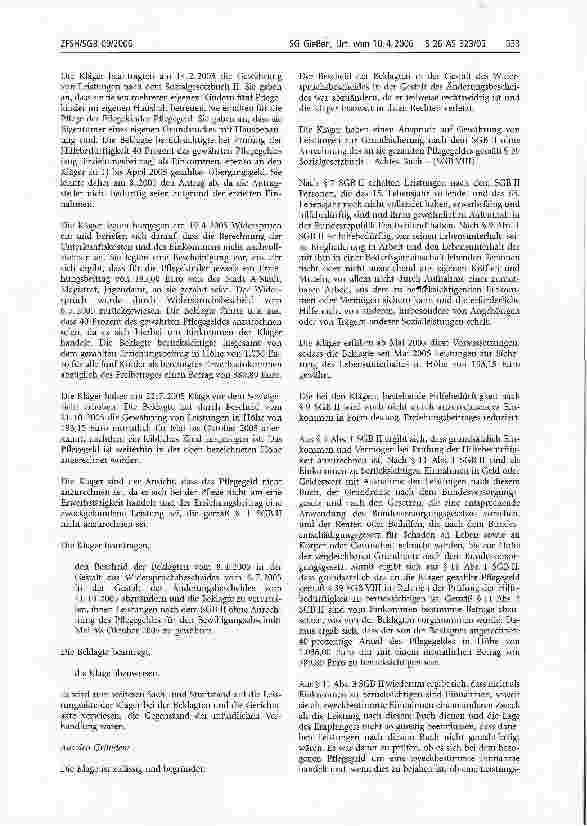 Vorschauseite 2: Erziehungsbeitrag; Erziehungsleistung der Pflegeperson; Hilfebedürftigkeit; Pflegegeld; zweckbestimmte Einnahmen