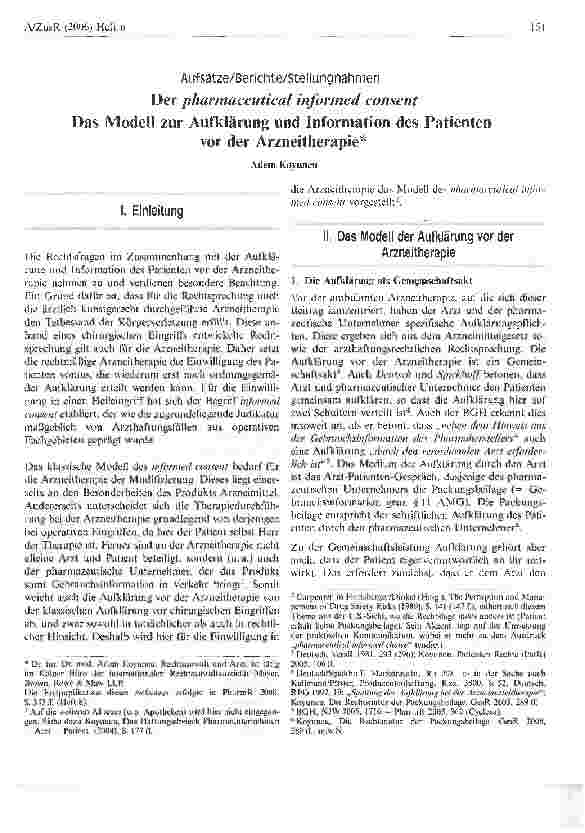 Vorschauseite 1: Das Modell zur Aufklärung und Information des Patientenvor der Arzneitherapie*