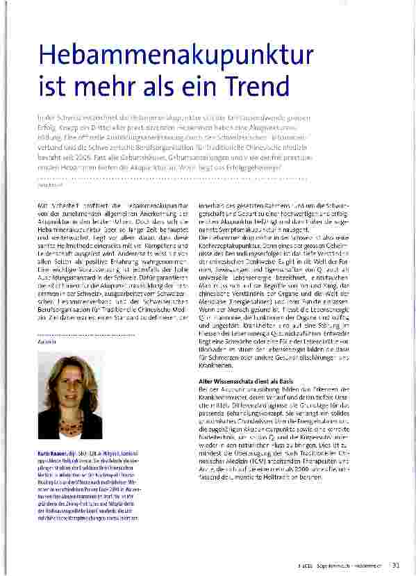 Vorschauseite 1: Hebammenakupunktur ist mehr als ein Trend
