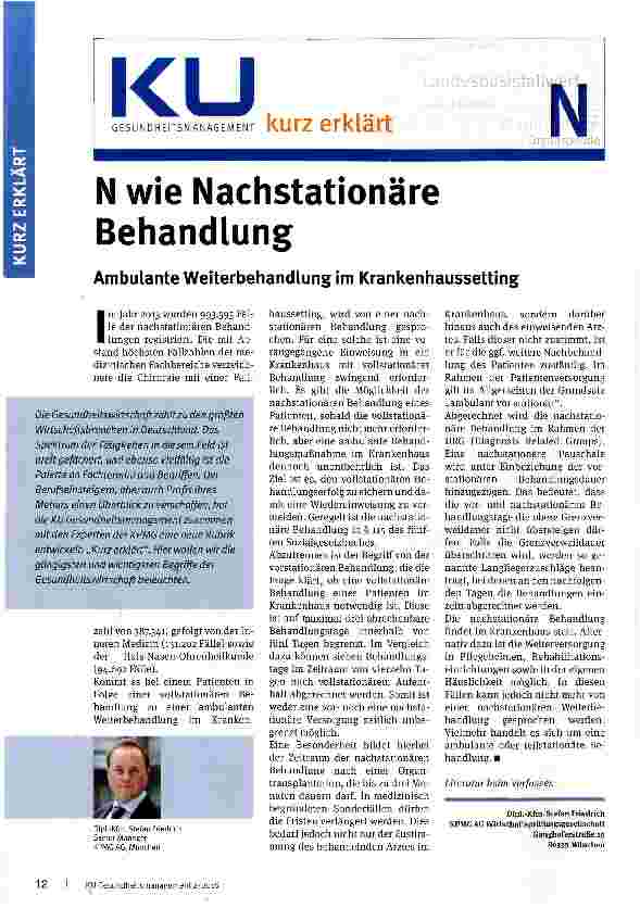 Vorschauseite 1: N wie Nachstationäre Behandlung