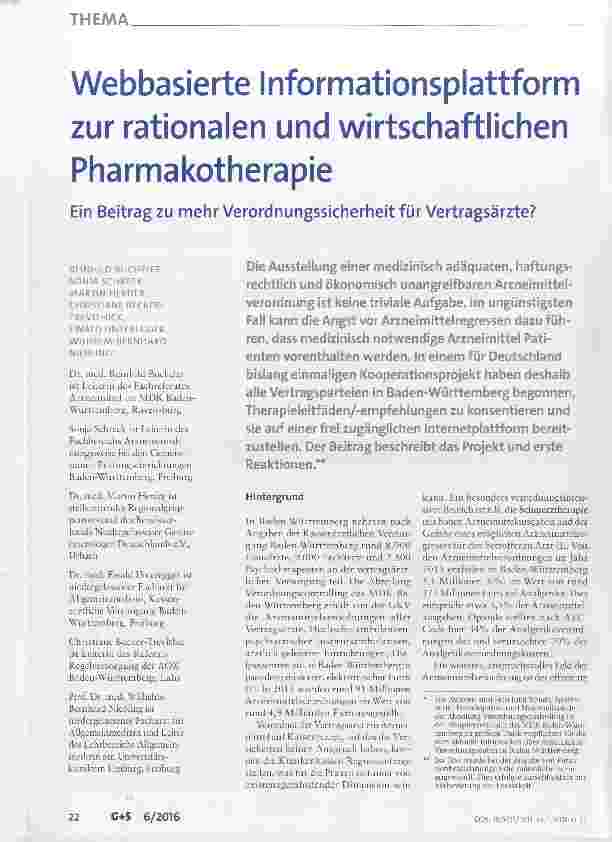 Vorschauseite 1: Webbasierte Informationsplattform zur rationalen und wirtschaftlichen Pharmakotherapie