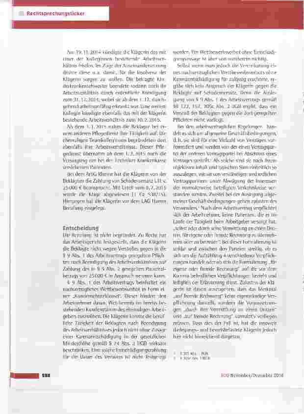 Vorschauseite 2: Schadensersatz wegen Abwerbung von Patienten