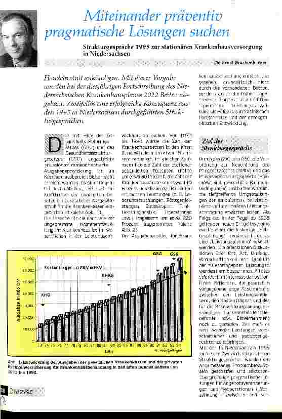 Vorschauseite 1: Miteinander präventiv pragmatische Lösungen suchen Strukturgespräche 1995 zur stationären Krankenhausversorgung in Niedersachsen