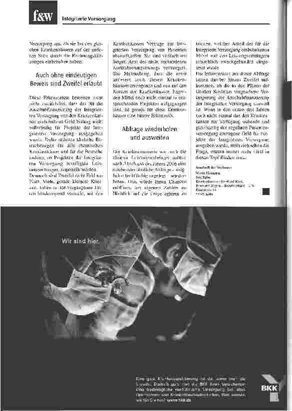 Vorschauseite 3: Setzen die Kassen Kliniken auf IV-Diät? - Wo bleiben die Mittel aus der Anschubfinanzierung?