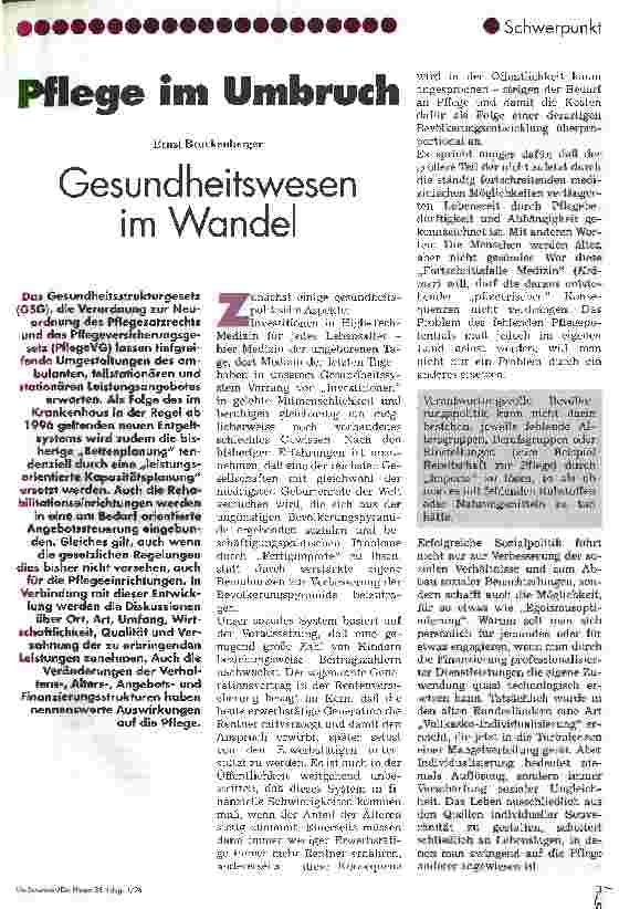 Vorschauseite 1: Pflege im Umbruch Gesundheitswesen im Wandel