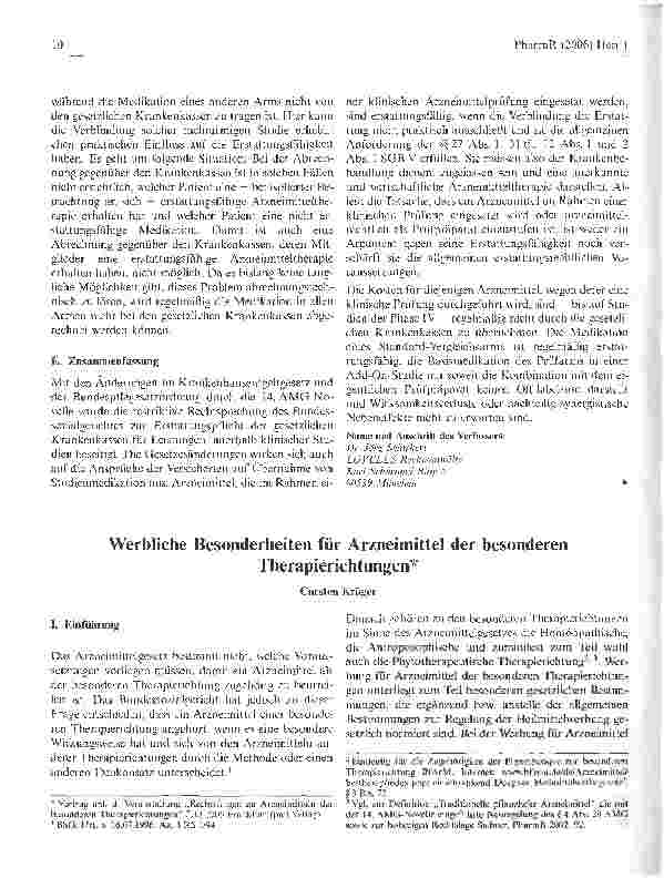 Vorschauseite 1: Werbliche Besonderheiten für Arzneimittel der besonderenTherapierichtungen