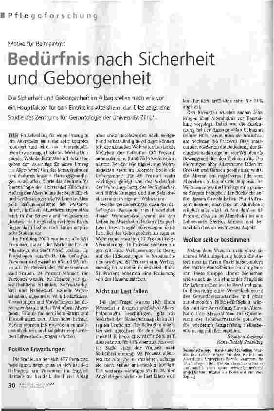 Vorschauseite 1: Bedürfnis nach Sicherheit und Geborgenheit