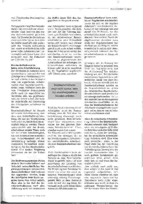 Vorschauseite 2: Arbeitgeber muss Anordnung geben - Überstunden oder Bereitschaftsdienst?