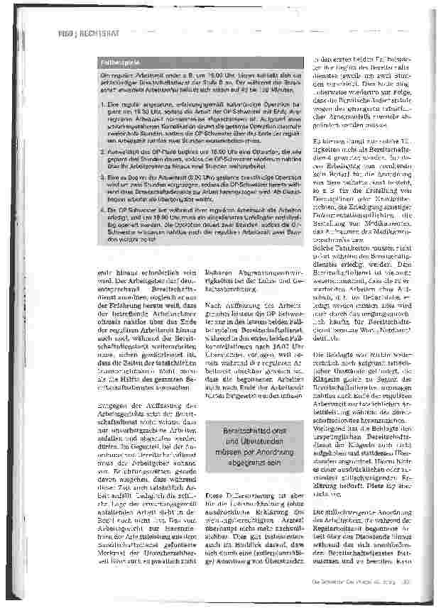 Vorschauseite 3: Arbeitgeber muss Anordnung geben - Überstunden oder Bereitschaftsdienst?