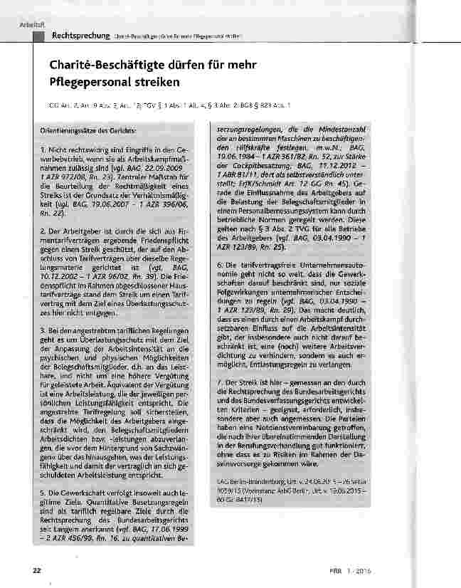 Vorschauseite 1: Charite-Beschäftigte dürfen für mehr Pflegepersonal streiken