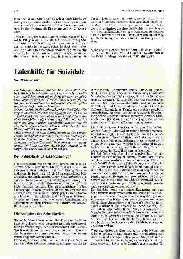 Vorschauseite 1: Laienhilfe für Suizidale
