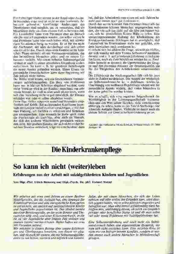 Vorschauseite 3: Laienhilfe für Suizidale