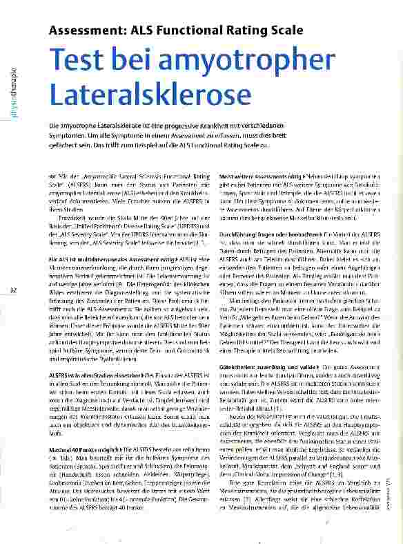Vorschauseite 1: Assessment: ALS Functional Rating Scale Test bei amyotropher Lateralsklerose