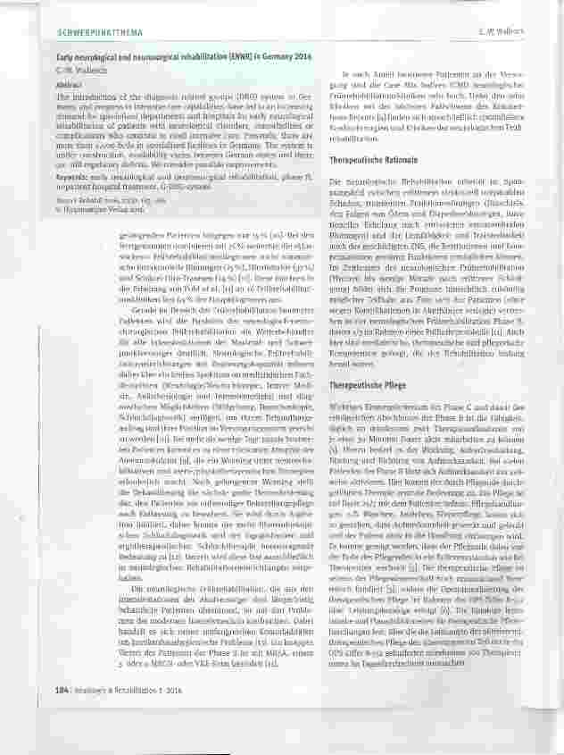 Vorschauseite 2: Die neurologisch-neurochirurgische Frührehabilitation 2016