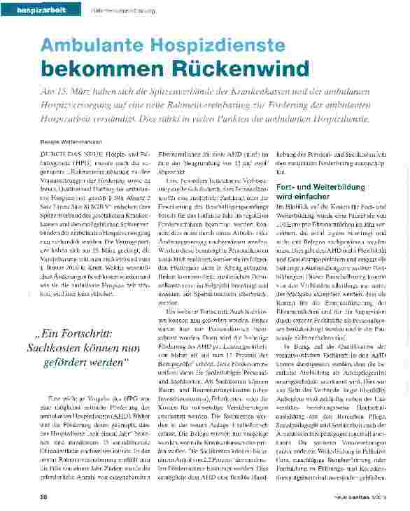 Vorschauseite 1: Ambulante Hospizdienste bekommen Rückenwind