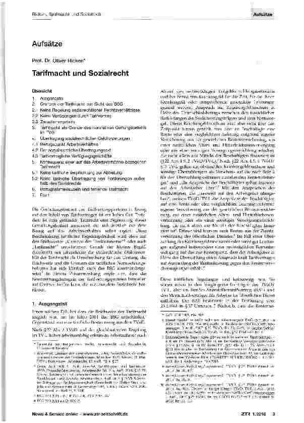 Vorschauseite 1: Tarifmacht und Sozialrecht