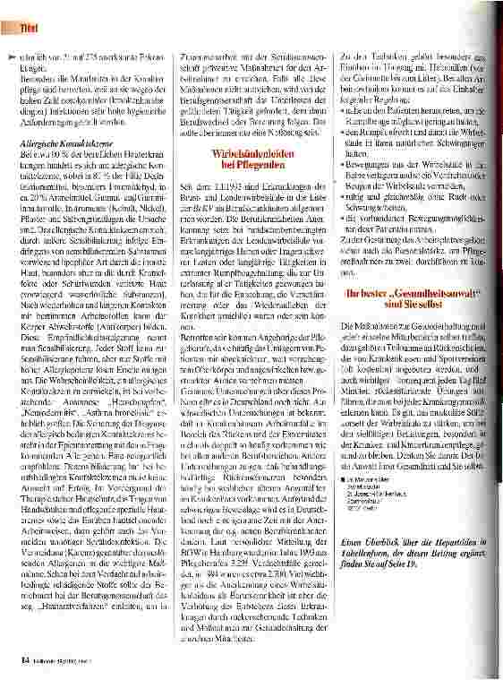 Vorschauseite 4: Berufskrankheiten in der Pflege Gefahren am Arbeitsplatz Krankenhaus