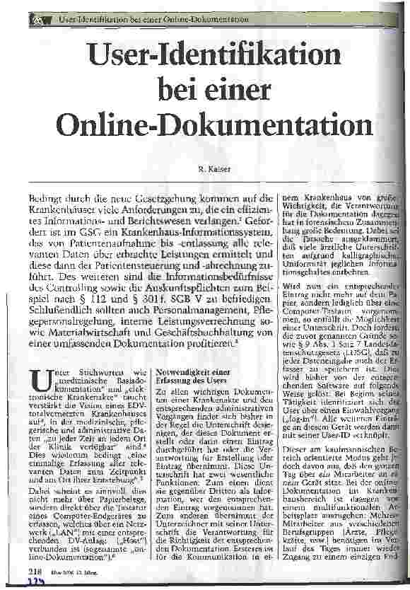 Vorschauseite 1: User-Identifikation bei einer Online-Dokumentation