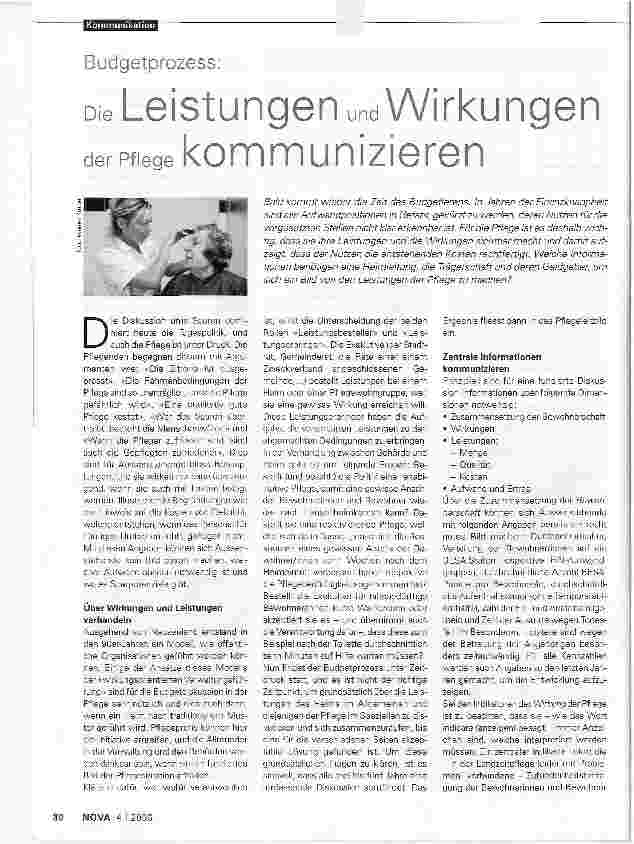 Vorschauseite 1: Budgetprozess:Leistungen und Wirkungen der pflege kommunizieren