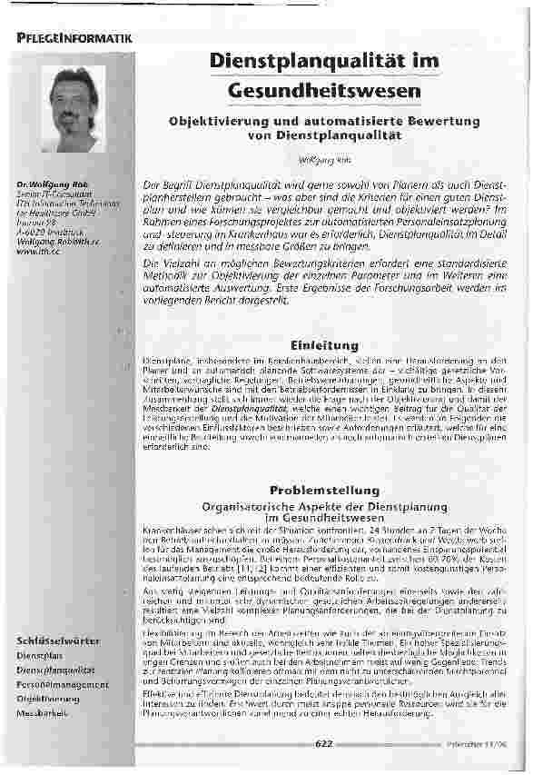 Vorschauseite 1: Dienstplanqualität im Gesundheitswesen - Objektivierung und automatisierte Bewertung von Dienstplanqualität