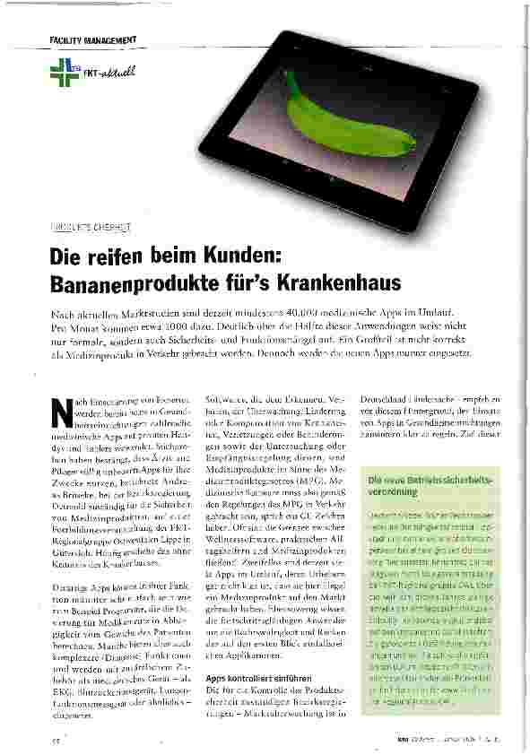 Vorschauseite 1: Die reifen beim Kunden: Bananenprodukte fürs Krankenhaus