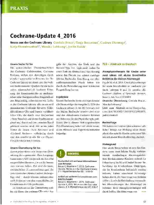 Vorschauseite 1: Cochrane-Update 4 2016