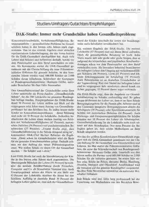 Vorschauseite 1: DAK-Studie: Immer mehr Grundschüler haben Gesundheitsprobleme