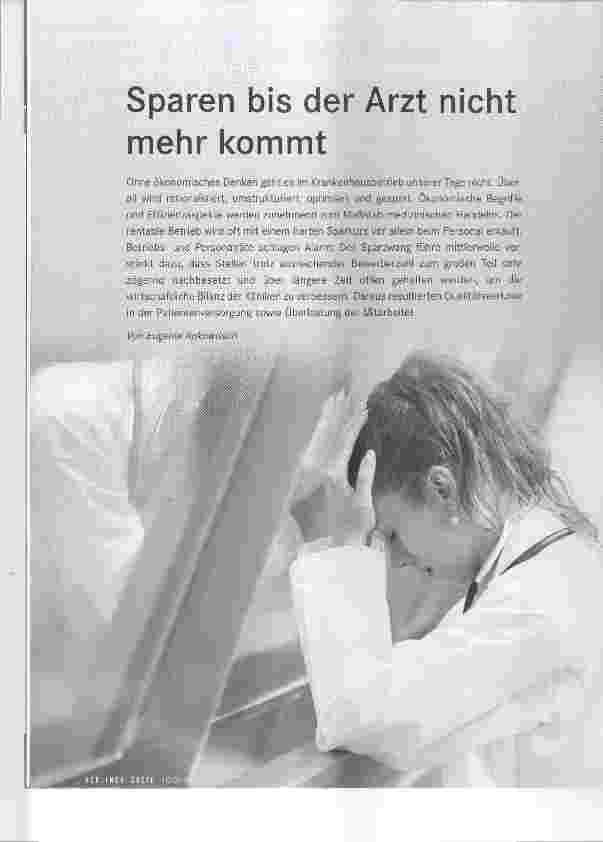 Vorschauseite 1: Sparen bis der Arzt nicht mehr kommt