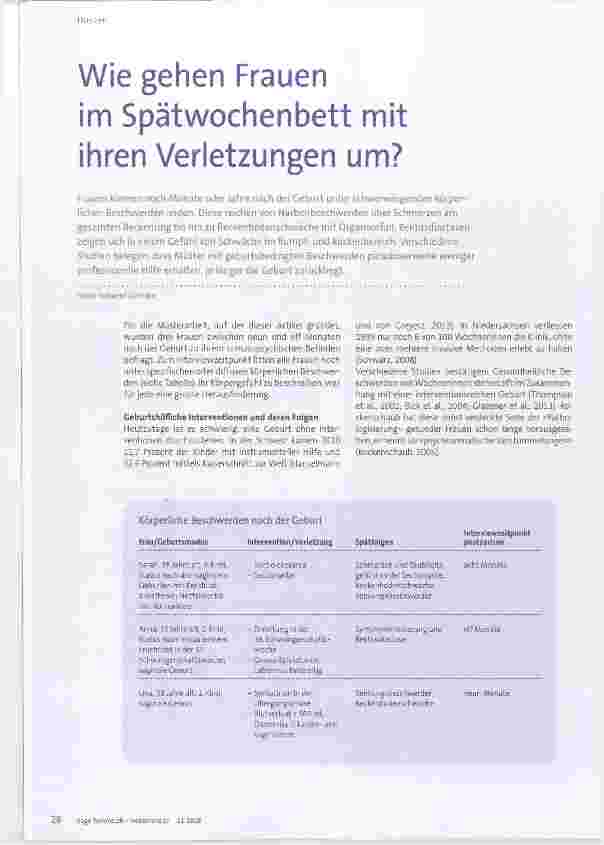 Vorschauseite 1: Wie gehen Frauen im Spätwochenbett mit ihren Verletzungen um?