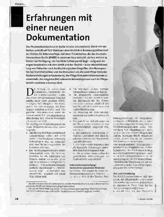 Vorschauseite 1: Erfahrungen mit einer neuen Dokumentation