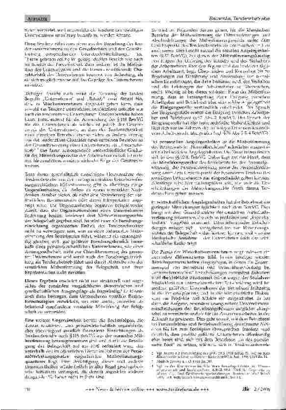 Vorschauseite 2: Tendenzbetriebe - allgemeine Problematik und brisante Themenbereiche