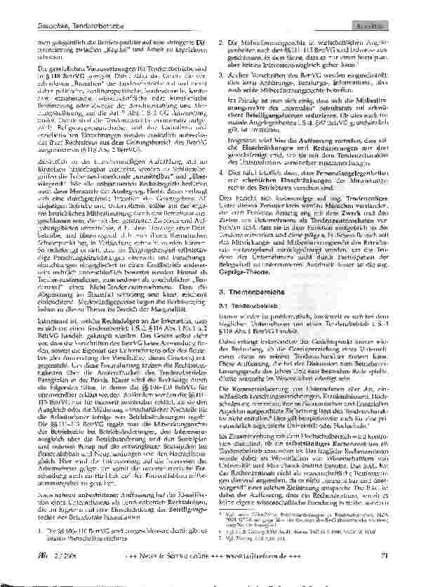 Vorschauseite 3: Tendenzbetriebe - allgemeine Problematik und brisante Themenbereiche