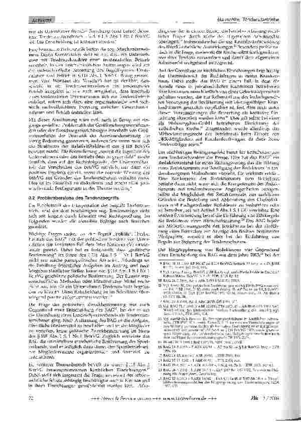Vorschauseite 4: Tendenzbetriebe - allgemeine Problematik und brisante Themenbereiche