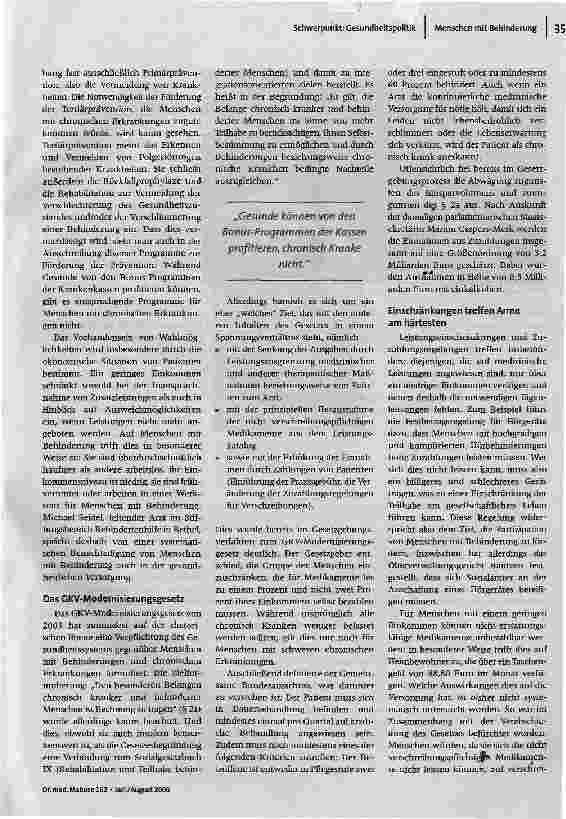 Vorschauseite 2: Systematisch benachteiligtMenschen mit chronischen Erkrankungen und Behinderungen im Gesundheitssystem