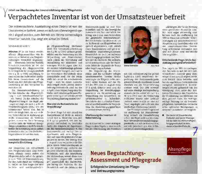 Vorschauseite 1: Verpachtetes Inventar ist von der Umsatzsteuer befreit