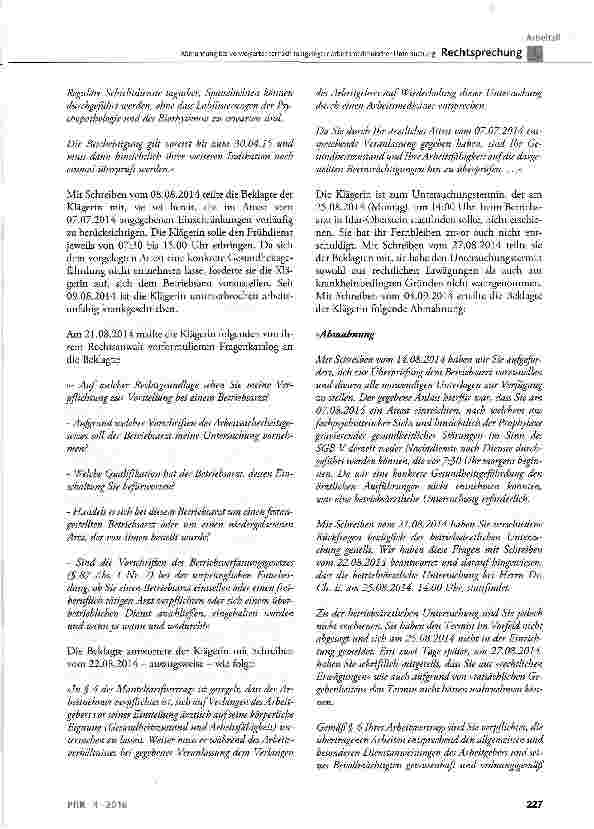 Vorschauseite 3: Abmahnung bei verweigerter tariflich festgelegter arbeitsmedizinischer Untersuchung