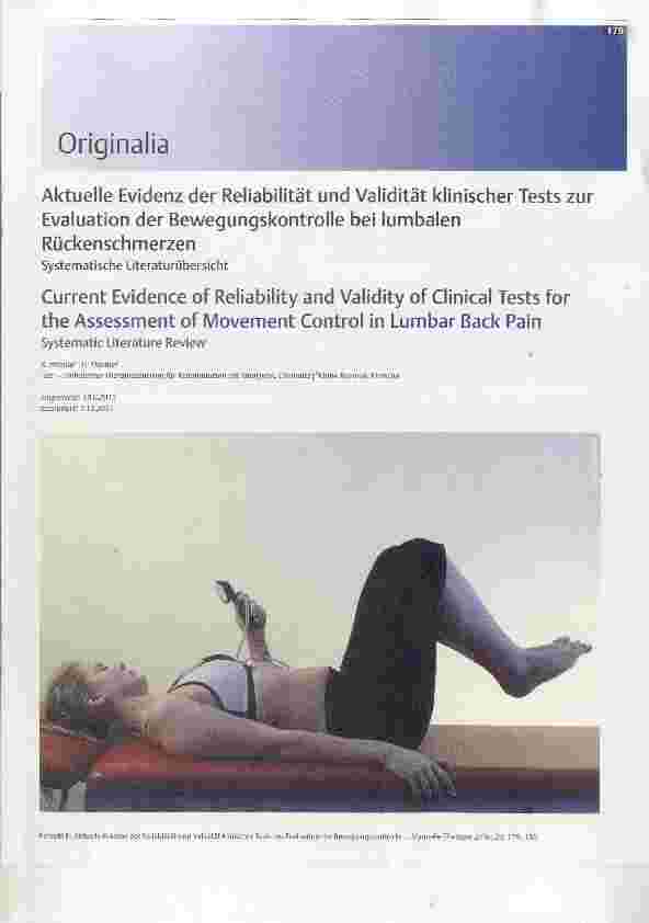 Vorschauseite 1: Aktuelle Evidenz der Reliabilität und Validität klinischer Tests zur Evaluation der Bewegungskontrolle bei lumbalen Rückenschmerzen
