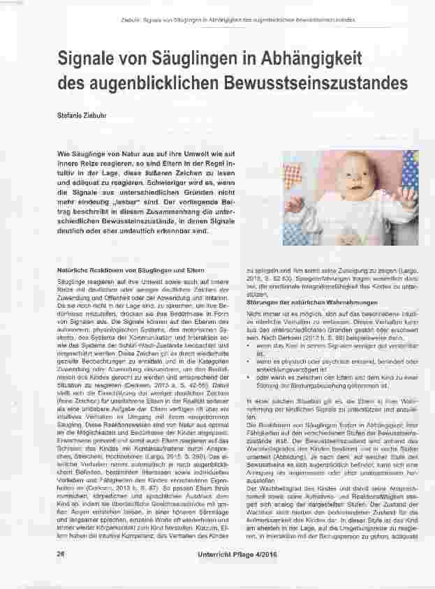 Vorschauseite 1: Signale von Säuglingen in Abhängigkeit des augenblicklichen Bewusstseinszustandes