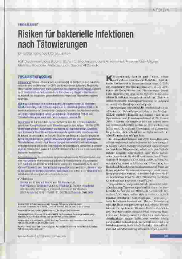 Vorschauseite 1: Risiken für bakterielle Infektionen nach Tätowierungen